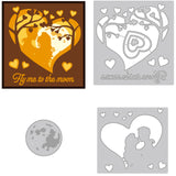 Globleland 3Pcs 3 Styles Love Theme Carbon Steel Cutting Dies Stencils, for DIY Scrapbooking, Photo Album, Decorative Embossing Paper Card, Stainless Steel Color, Moon, Heart Pattern, 5~10.9x5~11.5x0.08cm, 1pc/style