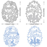 Globleland 2Pcs 2 Styles Happy Easter Carbon Steel Cutting Dies Stencils, for DIY Scrapbooking, Photo Album, Decorative Embossing Paper Card, Stainless Steel Color, Eastar Egg & Rabbit, Easter Theme Pattern, 14.2~14.7x10.9~11x0.08cm, 1pc/style