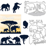 Globleland 2Pcs 2 Styles Carbon Steel Cutting Dies Stencils, for DIY Scrapbooking, Photo Album, Decorative Embossing Paper Card, Stainless Steel Color, Elephant Pattern, 95~158x106~136x0.8mm, 1pc/style