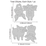 Globleland 2Pcs 2 Styles Carbon Steel Cutting Dies Stencils, for DIY Scrapbooking, Photo Album, Decorative Embossing Paper Card, Stainless Steel Color, Pig Pattern, 94~96x126~131x0.8mm, 1pc/style