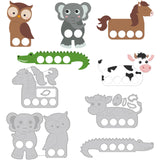 Globleland 4Pcs 4 Styles Carbon Steel Cutting Dies Stencils, for DIY Scrapbooking, Photo Album, Decorative Embossing Paper Card, Stainless Steel Color, Owl & Elephant & Horse & Cow & Crocodile, Animal Pattern, 99160~x43~106x0.8mm, 1pc/style
