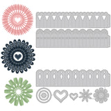 Globleland 2Pcs 2 Styles Carbon Steel Cutting Dies Stencils, for DIY Scrapbooking, Photo Album, Decorative Embossing Paper Card, Stainless Steel Color, Flower Pattern, 160x73~77x0.8mm, 1pc/style