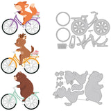 Globleland 2Pcs 2 Styles Carbon Steel Cutting Dies Stencils, for DIY Scrapbooking, Photo Album, Decorative Embossing Paper Card, Stainless Steel Color, Bicycle, Animal Pattern, 149~158x103~110x0.8mm, 1pc/style