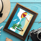 Globleland 3Pcs 3 Styles Beach Theme Carbon Steel Cutting Dies Stencils, for DIY Scrapbooking, Photo Album, Decorative Embossing Paper Card, Stainless Steel Color, Coconut Tree Pattern, 87~100x156~160x0.8mm, 1pc/style