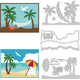 Globleland 3Pcs 3 Styles Beach Theme Carbon Steel Cutting Dies Stencils, for DIY Scrapbooking, Photo Album, Decorative Embossing Paper Card, Stainless Steel Color, Coconut Tree Pattern, 87~100x156~160x0.8mm, 1pc/style