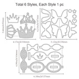 Globleland Carbon Steel Cutting Dies Stencils, for DIY Scrapbooking, Photo Album, Decorative Embossing Paper Card, Stainless Steel Color, Crown & Bowknot Pattern, Mixed Patterns, 93~107x106~130x0.8mm, 3pcs/set