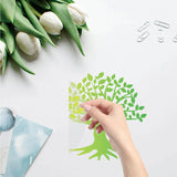 Globleland PVC Wall Sticker Sets, for Window or Stairway Home Decoration, Flat Round, Green Yellow, Tree Pattern, 16x0.03cm, 8pcs/set