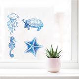 Globleland PVC Wall Sticker Sets, for Window or Stairway Home Decoration, Flat Round, Light Sky Blue, Ocean Themed Pattern, 16x0.03cm, 8pcs/set
