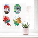 Globleland PVC Window Sticker, for Home Decoration, Square, Animal Pattern, 16x16x0.03cm, 2pcs/style, 4 styles, 8pcs/set
