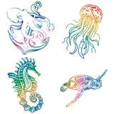 Globleland 8Pcs 4 Styles Self Adhesive Waterproof PVC Sticker, for Wall, Window and Stairway Decoration, Round, Sea Animals, 16x0.03cm, 2pcs/style