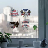 Globleland 8Pcs 4 Styles Memorial Day Self Adhesive Waterproof PVC Stickers, for Wall, Window or Stairway Decoration, Round, Flag Pattern, 16x0.03cm, 2pcs/style