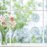 Globleland 16 Sheets 4 Styles Waterproof PVC Colored Laser Stained Window Film Adhesive Static Stickers, Electrostatic Window Stickers, Colorful, Floral Pattern, 120mm, 4 sheets/style