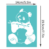 Globleland Self-Adhesive Silk Screen Printing Stencil, for Painting on Wood, DIY Decoration T-Shirt Fabric, Turquoise, Panda Pattern, 19.5x14cm