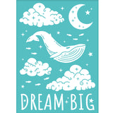 Globleland Self-Adhesive Silk Screen Printing Stencil, for Painting on Wood, DIY Decoration T-Shirt Fabric, Turquoise, Whale Pattern, 19.5x14cm