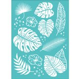 Globleland Self-Adhesive Silk Screen Printing Stencil, for Painting on Wood, DIY Decoration T-Shirt Fabric, Turquoise, Leaf Pattern, 19.5x14cm
