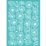 Globleland Self-Adhesive Silk Screen Printing Stencil, for Painting on Wood, DIY Decoration T-Shirt Fabric, Turquoise, Flower Pattern, 19.5x14cm