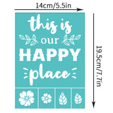 Globleland Self-Adhesive Silk Screen Printing Stencil, for Painting on Wood, DIY Decoration T-Shirt Fabric, Turquoise, Word, 19.5x14cm