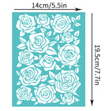 Globleland Self-Adhesive Silk Screen Printing Stencil, for Painting on Wood, DIY Decoration T-Shirt Fabric, Turquoise, Rose Pattern, 195x140mm