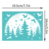 Globleland Self-Adhesive Silk Screen Printing Stencil, for Painting on Wood, DIY Decoration T-Shirt Fabric, Turquoise, Tree Pattern, 140x195mm