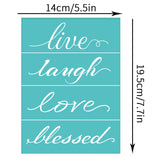 Globleland Self-Adhesive Silk Screen Printing Stencil, for Painting on Wood, DIY Decoration T-Shirt Fabric, Turquoise, Word, 195x140mm