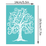 Globleland Self-Adhesive Silk Screen Printing Stencil, for Painting on Wood, DIY Decoration T-Shirt Fabric, Turquoise, Tree Pattern, 195x140mm