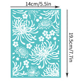 Globleland Self-Adhesive Silk Screen Printing Stencil, for Painting on Wood, DIY Decoration T-Shirt Fabric, Turquoise, Chrysanthemum Pattern, 195x140mm