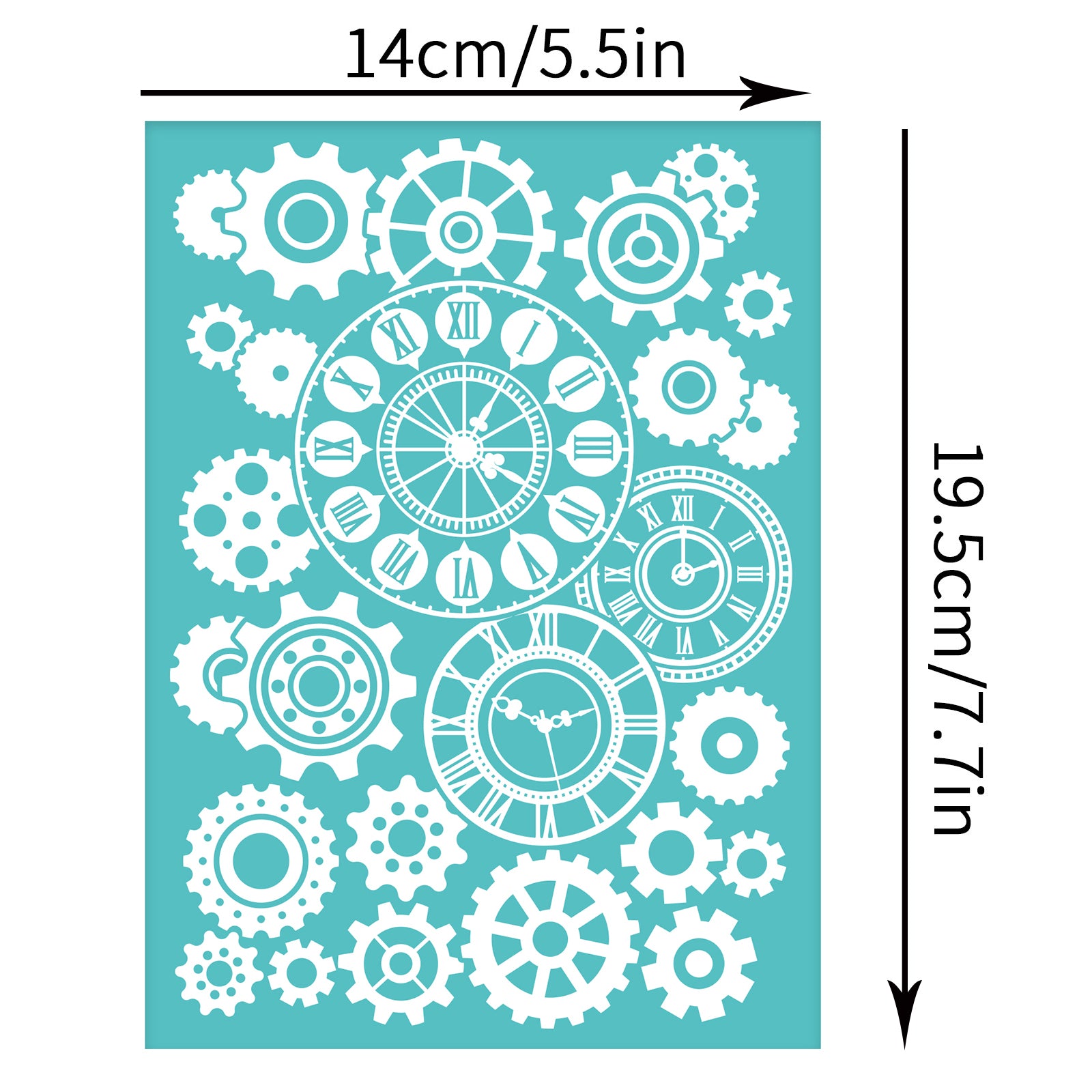 Globleland Self-Adhesive Silk Screen Printing Stencil, for Painting on Wood, DIY Decoration T-Shirt Fabric, Turquoise, Gear Pattern, 195x140mm