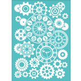 Globleland Self-Adhesive Silk Screen Printing Stencil, for Painting on Wood, DIY Decoration T-Shirt Fabric, Turquoise, Gear Pattern, 195x140mm