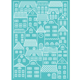 Globleland Self-Adhesive Silk Screen Printing Stencil, for Painting on Wood, DIY Decoration T-Shirt Fabric, Turquoise, House Pattern, 195x140mm