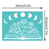 Globleland Self-Adhesive Silk Screen Printing Stencil, for Painting on Wood, DIY Decoration T-Shirt Fabric, Turquoise, Book Pattern, 195x140mm