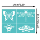 Globleland Self-Adhesive Silk Screen Printing Stencil, for Painting on Wood, DIY Decoration T-Shirt Fabric, Turquoise, Insect Pattern, 195x140mm