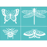 Globleland Self-Adhesive Silk Screen Printing Stencil, for Painting on Wood, DIY Decoration T-Shirt Fabric, Turquoise, Insect Pattern, 195x140mm