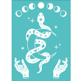 Globleland Self-Adhesive Silk Screen Printing Stencil, for Painting on Wood, DIY Decoration T-Shirt Fabric, Turquoise, Snake Pattern, 195x140mm