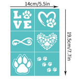 Globleland Self-Adhesive Silk Screen Printing Stencil, for Painting on Wood, DIY Decoration T-Shirt Fabric, Turquoise, Paw Print, 195x140mm