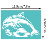 Globleland Self-Adhesive Silk Screen Printing Stencil, for Painting on Wood, DIY Decoration T-Shirt Fabric, Turquoise, Dolphin Pattern, 195x140mm