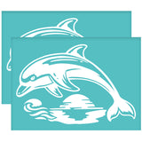 Globleland Self-Adhesive Silk Screen Printing Stencil, for Painting on Wood, DIY Decoration T-Shirt Fabric, Turquoise, Dolphin Pattern, 195x140mm