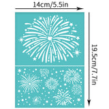 Globleland Self-Adhesive Silk Screen Printing Stencil, for Painting on Wood, DIY Decoration T-Shirt Fabric, Turquoise, Fireworks Pattern, 195x140mm