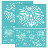 Globleland Self-Adhesive Silk Screen Printing Stencil, for Painting on Wood, DIY Decoration T-Shirt Fabric, Turquoise, Fireworks Pattern, 195x140mm