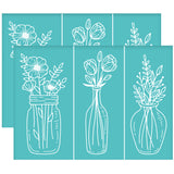 Globleland Self-Adhesive Silk Screen Printing Stencil, for Painting on Wood, DIY Decoration T-Shirt Fabric, Turquoise, Vase Pattern, 195x140mm