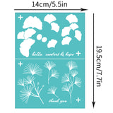 Globleland Self-Adhesive Silk Screen Printing Stencil, for Painting on Wood, DIY Decoration T-Shirt Fabric, Turquoise, Ginkgo Leaf Pattern, 195x140mm