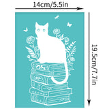 Globleland Self-Adhesive Silk Screen Printing Stencil, for Painting on Wood, DIY Decoration T-Shirt Fabric, Turquoise, Cat Pattern, 195x140mm