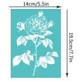 Globleland Self-Adhesive Silk Screen Printing Stencil, for Painting on Wood, DIY Decoration T-Shirt Fabric, Turquoise, Peony Pattern, 195x140mm