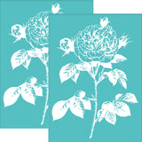Globleland Self-Adhesive Silk Screen Printing Stencil, for Painting on Wood, DIY Decoration T-Shirt Fabric, Turquoise, Peony Pattern, 195x140mm