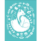 Globleland Self-Adhesive Silk Screen Printing Stencil, for Painting on Wood, DIY Decoration T-Shirt Fabric, Turquoise, Fox Pattern, 280x220mm