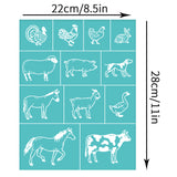 Globleland Self-Adhesive Silk Screen Printing Stencil, for Painting on Wood, DIY Decoration T-Shirt Fabric, Turquoise, Animal Pattern, 280x220mm