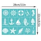 Globleland Self-Adhesive Silk Screen Printing Stencil, for Painting on Wood, DIY Decoration T-Shirt Fabric, Turquoise, Ocean Themed Pattern, 220x280mm