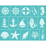 Globleland Self-Adhesive Silk Screen Printing Stencil, for Painting on Wood, DIY Decoration T-Shirt Fabric, Turquoise, Ocean Themed Pattern, 220x280mm