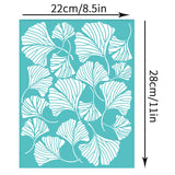Globleland Self-Adhesive Silk Screen Printing Stencil, for Painting on Wood, DIY Decoration T-Shirt Fabric, Turquoise, Flower Pattern, 280x220mm