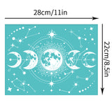 Globleland Self-Adhesive Silk Screen Printing Stencil, for Painting on Wood, DIY Decoration T-Shirt Fabric, Turquoise, Moon Phase Pattern, 220x280mm