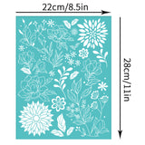 Globleland Self-Adhesive Silk Screen Printing Stencil, for Painting on Wood, DIY Decoration T-Shirt Fabric, Turquoise, Flower Pattern, 220x280mm